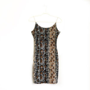One by One Snakeskin Spaghetti Strap Mini Dress